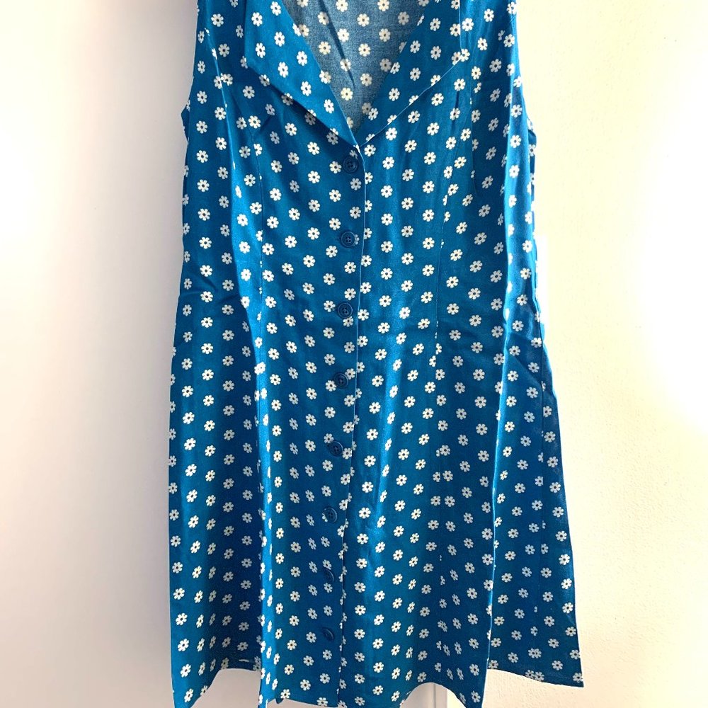 Reformation Rilynn Dress - Blue with White Flowers - Size 4
